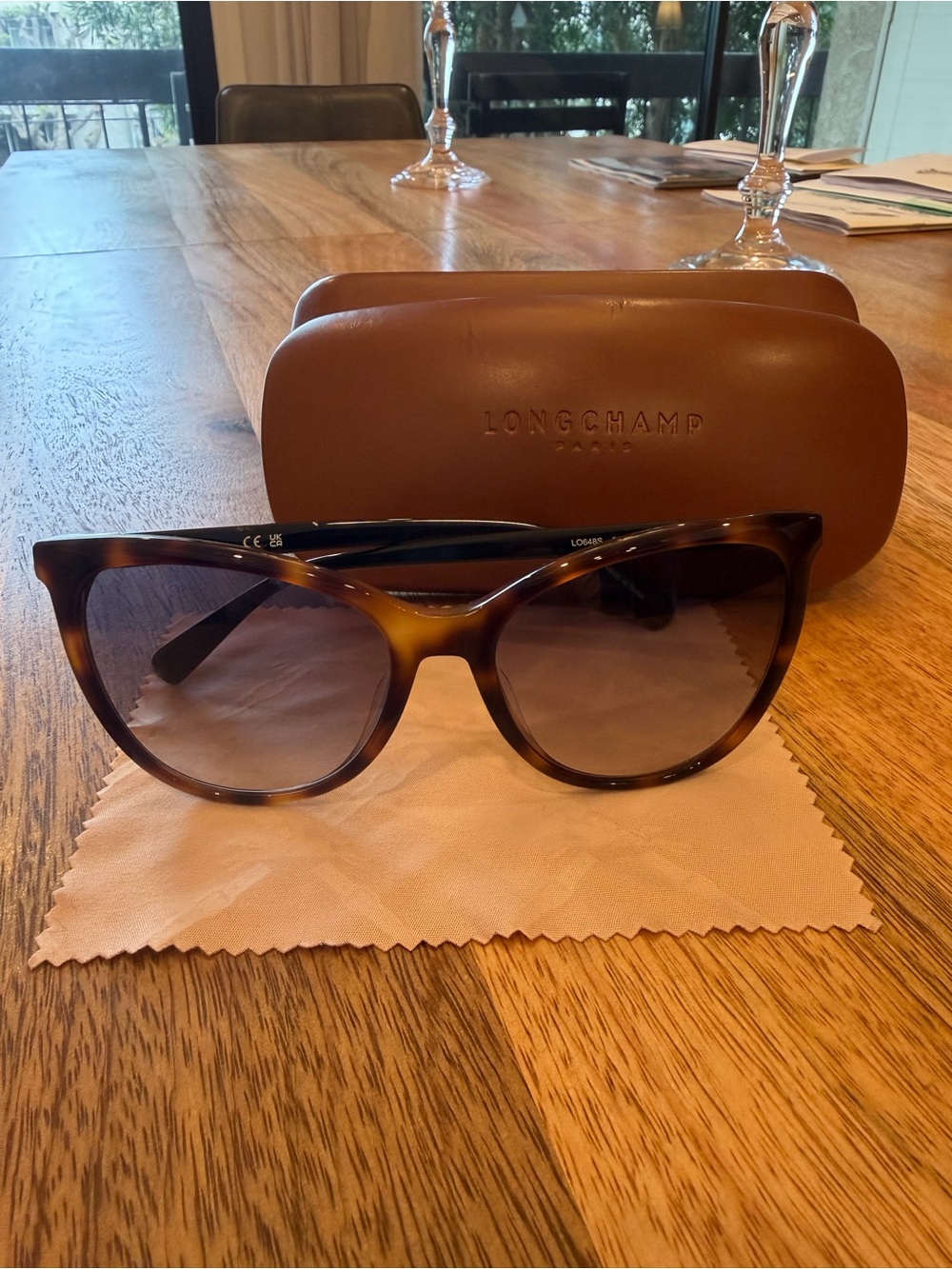 Longchamp Brown Tortoiseshell Oversized Cat-Eye Sunglasses